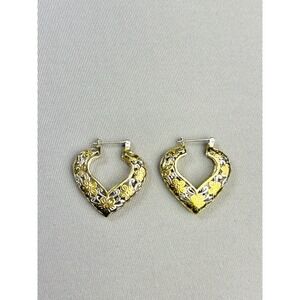 Large Heart Shaped Metal Hoop Style Earrings